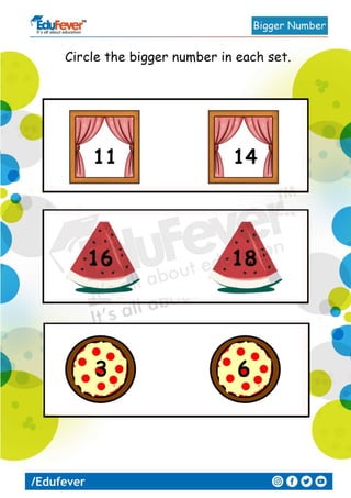 Circle the Bigger Number LKG Worksheet | PDF