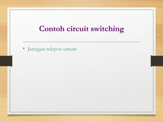 Contoh circuit switching
• Jaringan telepon umum
 