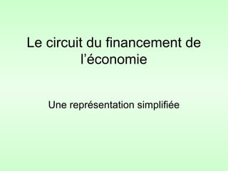 Le circuit du financement de
l’économie
Une représentation simplifiée

 