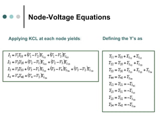 Node-Voltage Equations

Applying KCL at each node yields:   Defining the Y’s as
 