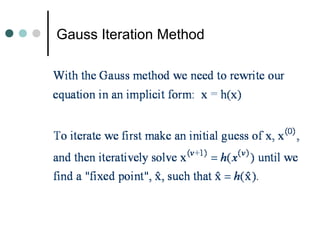 Gauss Iteration Method
 