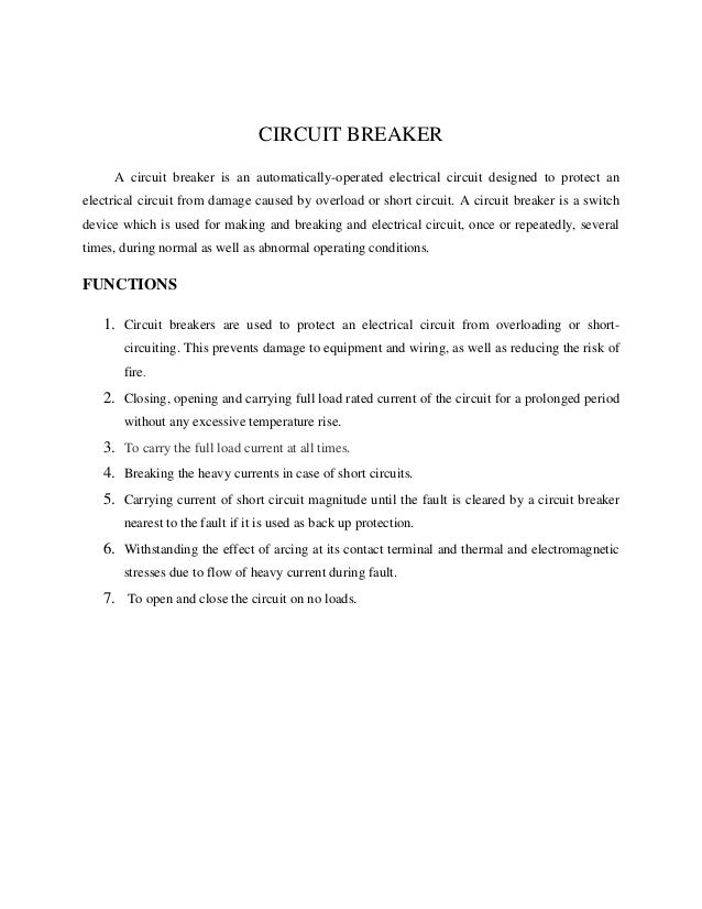 Circuit Breaker Arc Phenomena Circuit Breaker Arc Phenomena