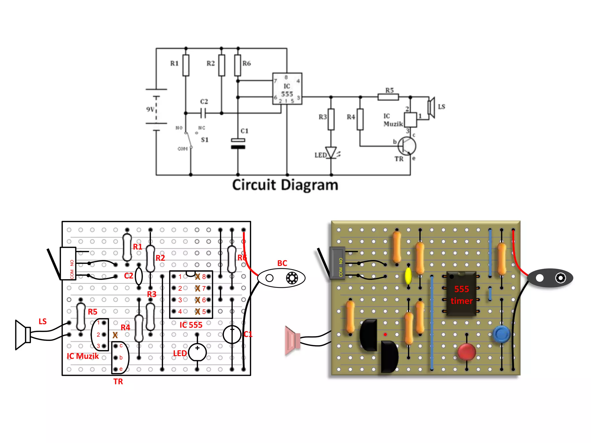 Tips:Letakkan [ IC ]  ditengahverobod, kemudiantandakanlaluan[track] puncapositif [atas] dannegatif [bawah], 