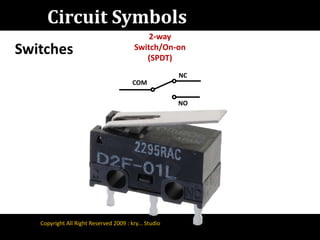 Circuit Symbols2-way Switch/On-on(SPDT)SwitchesNCCOMNOCopyright All Right Reserved 2009 : kry... Studio