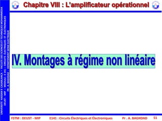 FSTM : DEUST - MIP E141 : Circuits Électriques et Électroniques Pr . A. BAGHDAD 51
UNIVERSITEHASSANIICASABLANCA–FACULTEDESSCIENCESETTECHNIQUESMOHAMMEDIA
DEUST-MIP–MODULE:E141–CIRCUITSÉLECTRIQUESETÉLECTRONIQUES
PR.A.BAGHDAD-DEPARTEMENTGENIEELECTRIQUE
 