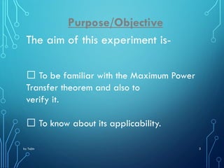 Circuit lab 9 verification of maximum power transfer theorem@taj | PDF