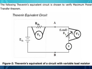 Circuit lab 9 verification of maximum power transfer theorem@taj | PDF
