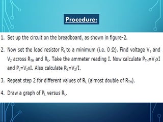 Circuit lab 9 verification of maximum power transfer theorem@taj | PDF