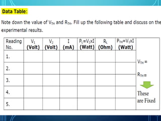 Circuit lab 9 verification of maximum power transfer theorem@taj | PDF