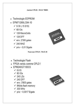 Ancien CPLD : MAX 7000S
Nouveau CPLD : MAX II
 