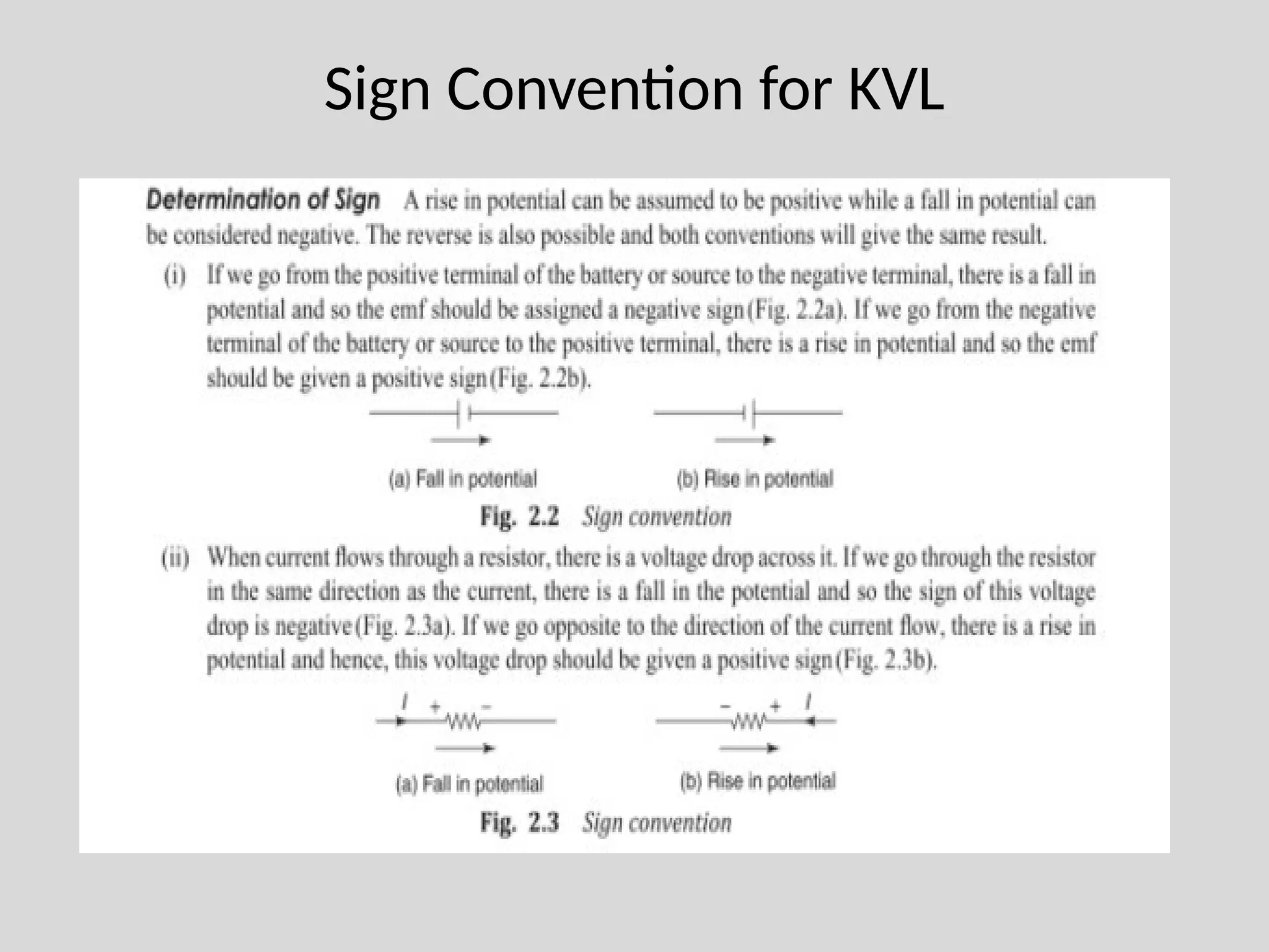 Sign Convention for KVL
 