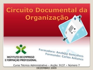 Circuito Documental da Organização Formadora: Anabela Gonçalves Formando: Carlos Antunes Curso Técnico Administrativo – Acção: 9137 – Número 7 DEZEMBRO 2009 