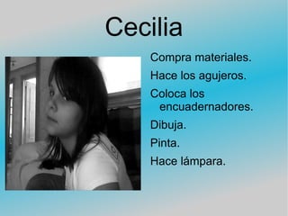 Cecilia Compra materiales.