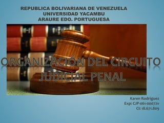 REPUBLICA BOLIVARIANA DE VENEZUELA
UNIVERSIDAD YACAMBU
ARAURE EDO. PORTUGUESA
Karen Rodríguez
Exp: CJP-061-00072v
CI: 18.671.809
 