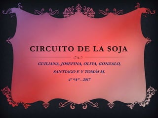 CIRCUITO DE LA SOJA
GUILIANA, JOSEFINA, OLIVA, GONZALO,
SANTIAGO F. Y TOMÁS M.
4º “A” - 2017
 