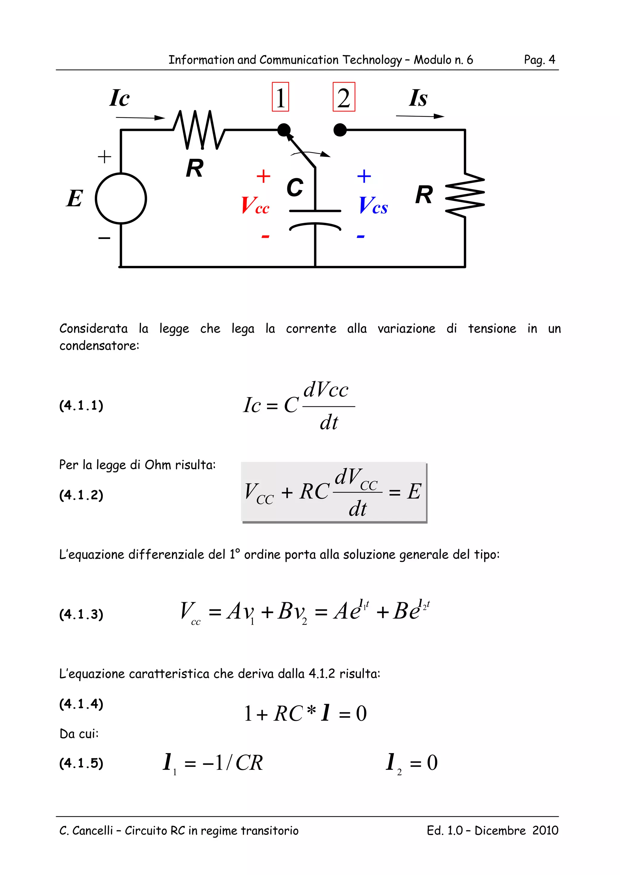Circuito RC in regime transitorio | PDF