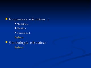 Esquemas eléctricos : Multifilar. Unifilar. Funcional. Enlace Simbología eléctrica: Enlace 