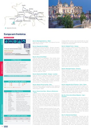 74
EUROPAESPANHA-FRANÇA-ITÁLIA-SUIÇA
Dia 1o: (Domingo) América - Madri
Saída da sua cidade de origem, com destino final em
Madri. Noite à bordo.
Dia 2o: (Segunda-feira) Madri
Chegada ao aeroporto de Madri - Barajas. Assistên-
cia e traslado ao hotel. Durante este dia, pessoal da
nossa organização o assistirá no hotel para solucio-
nar qualquer dúvida e lhe informar das atividades
que poderá realizar durante a sua estadia em Madri.
Hospedagem.
Dia 3o: (Terça-feira) Madri
Café da manhã e hospedagem. Pela manhã, visita
panorâmica da cidade com guia local, que nos intro-
duzirá na história e mostrará os seus monumentos e
contrastes oferecidos pela capital da Espanha, per-
correndo-a pelos seus principais locais de interesse
da Velha Madri, com seu sabor castiço, à Nova Madri,
com seus modernos edifícios, passando pelo Estádio
Santiago Bernabéu, Praça das Cibeles, símbolo da
cidade, e Gran Vía, para encerrar na real Praça de
Oriente. À tarde, sugerimos uma visita opcional à
imperial cidade de Toledo.
Dia 4o: (Quarta-feira) Madri - Burgos - Lourdes
Café da manhã e saída para Burgos, parada para
admirar a sua imponente Catedral Gótica. Conti-
nuação da viagem em direção à fronteira francesa
para chegar a Lourdes, centro religioso mundial-
mente conhecido. Hospedagem. À noite, possibilida-
de de assistir a “Processão das Tochas”.
Dia 5o: (Quinta-feira) Lourdes - Niza
Café da manhã e saída em direção a Niza, capital da
Costa Azul. Hospedagem. Tempo livre para desfrutar
desta singular cidade.
Dia 6o: (Sexta-feira) Niza - Mônaco e Montecarlo
- Turim
Café da manhã e saída em direção ao Principado de
Mônaco, famoso enclave da Costa Azul. Subiremos
ao topo da rocha coroada pelo Palácio da família
Grimaldi, percorrendo as pequenas e encantadoras
ruas que o rodeiam, para, a seguir, descer a Mon-
tecarlo, mais conhecida pelo seu famoso Cassino,
com todo o glamour do jogo, dos carros de luxo e das
pessoas famosas, sem esquecer que uma parte das
suas ruas e o famoso túnel formam grande parte do
circuito onde ocorre o Grand Prêmio de Mônaco de
Fórmula Um.
No horário acordado, saída em direção a Turim, capi-
tal da região de Piamonte. Chegada e hospedagem. A
seguir realizaremos uma visita com guia local da que
foi a primeira capital da Itália. Poderemos apreciar a
sua rica arquitetura de diferentes estilos, onde des-
tacam-se as obras dos grandes mestres do Barroco,
tais como o Palácio Real, Palácio Madama, Praça de
San Carlo, Praça Carignano e a capela real da Cate-
dral de San Juan Batista, que custodia orgulhosa o
Lençol Santo, considerado a relíquia mais importante
da Cristandade, ainda que a sua exposição ao público
ocorra a cada 10, 12 ou 20 anos, para sua proteção
e conservação. Por este motivo, visitaremos também
a Igreja de San Lorenzo, não somente pelo seu valor
arquitetônico, mas para poder admirar uma magnífi-
ca réplica do Lençol Santo.
Dia 7o: (Sábado) Turim - Veneza
Café da manhã e saída em direção a Veneza. Che-
gada e hospedagem. A seguir, realizaremos uma
visita panorâmica a pé, com guia local, desta singular
cidade que nos adentrará no impressionante espaço
monumental da Praça de San Marcos que ha séculos
é o símbolo histórico da cidade e única no mundo
pelo seu encanto. Napoleão Bonaparte a definiu
como “O Salão mais belo da Europa”. Também
veremos, entre outros, a famosa Ponte dos Suspiros,
um dos cantos mais emblemáticos e românticos
de Veneza. Ao encerrar a visita realizaremos uma
parada em uma fábrica de cristal, onde poderemos
admirar a fabricação do famoso cristal veneziano e,
a seguir, termos a possibilidade de realizar um agra-
dável passeio opcional em gôndola.
Dia 8o: (Domingo) Veneza - Florença
Café da manhã e continuação da nossa viagem até
chegar a Florença, capital da Toscana e cidade ponto
alto do Renascimento. Chegada e hospedagem. A
seguir, sairemos para realizar a visita panorâmica da
cidade, com guia local, que nos adentrará na cidade
da Arte. Passearemos pelas suas ruas e praças,
como a de Santa Cruz, Signoria, República, a famosa
Ponte Velha e a Catedral de Santa María de las Flo-
res, com o seu batistério e suas importantes portas
do Paraíso.
Dia 9o: (Segunda-feira) Florença - Assis - Roma
Café da manhã. Continuação da nossa viagem, rea-
lizando uma breve parada em Assis, para visitar a
Basílica de São Francisco. Chegada a Roma. Hospe-
dagem. Possibilidade de realizar uma visita opcional
à “Roma Barroca”, onde poderá descobrir as fontes
e praças mais emblemáticas da cidade.
Dia 10o: (Terça-feira) Roma (Nápoles - Capri -
Pompéia)
Café da manhã e hospedagem. Dia livre durante o
qual poderá realizar opcionalmente uma das visi-
tas mais interessantes da Itália: “Nápoles, Capri e
Pompeia”, uma excursão no dia inteiro, com almoço
incluído, na qual poderemos conhecer Pompéia,
esplêndida e mitológica cidade romana sepultada
pelas cinzas do vulcão Vesúvio. Depois nos dirigire-
mos ao porto de Nápoles, para embarcar em direção
à Ilha de Capri, conhecida como “A Pérola Azul”
do Mediterrâneo, visitando a famosa Gruta Branca
(sempre que a meteorologia o permitir). No horário
previsto, retorno ao hotel de Roma.
Dia 11o: (Quarta-feira) Roma
Café da manhã e hospedagem. Durante este dia
realizaremos uma visita panorâmica da cidade, com
guia local, pelos locais de maior interesse da “Cida-
de Eterna”. Encerraremos a visita na Praça de San
Pedro, onde assistiremos, sempre que possível,
à Audiência Papal. Tempo livre e, a seguir, terá a
possibilidade de visitar opcionalmente os Museus
Europasemfronteiras
SÉRIEECONÔMICA
O PREÇO INCLUI
•		 Seguro de assistência em viagem, incluindo
gastos sanitários até € 100.000.
•		Recebimento em aeroporto e translado ao hotel.
•		Hospedagem com café da manhã tipo buffet.
•		Guia acompanhante durante toda a viagem.
•		Visita com guia local em Madri, Turim, Veneza,
Florença, Roma, Paris e Barcelona.
•		Excursão a Mônaco e Montecarlo.
•		Taxas turísticas por estadia em Turim, Veneza,
Florença, Roma, Milão e Barcelona.
O PREÇO NÃO INCLUI TARIFAS AÉREAS
Início
Fim
Duração
Madri
Madri
21 dias
Preços por pessoa dormitório duplo Us dólares
Média temporada 2.280
Alta temporada 2.480
Complemento quarto individual 894
Dcto. Venta Anticipada... 68
DATAS DE SAÍDA DA AMÉRICA
Maio 11 25 Ago 3 17 31
Jun 8 22 Set 14 28
Jul 6 20 Out 12
l Temporada média l Temporada Alta
HOTÉIS PREVISTOS
Noites Cidade Hotel
2 Madri Puerta Toledo (Turista)
1 Lourdes Arcades (Turista)
1 Niza Campanile Aeroport (Turista)
1 Turim Plaza (Turista)
1
Veneza
(Mestre)
Russot (Turista)
1 Florença Mirage (Turista Sup.)
3 Roma Princess (Turista Sup.)
1 Milão Ibis Centro (Turista)
1 Berna Kreuz / Metropol (Turista)
4 Paris Kyriad Porte D’Ivry (Turista)
1 Tolousse Balladins Tolousse (Turista)
1 Barcelona Catalonia Atenas (Turista)
1 Madri Puerta de Toledo (Turista)
COMPLEMENTO NOITE ADICIONAL
Hospedagem e
café da manhã
por pessoa em:
Duplo Triplo Indiv.
Madri.............. 83 80 130
SÉRIE ECONÔMICA
Cidade de Início y Fim de circuito.
turín
milán
PISA
berna
lucerna
BEAUNE
venecia
florencia
lourdes
BARCELONAzaragoza
LIMOGES
toulouse
BURGOS
Madri
roma
parís
niza Monaco/
Montecarlo
68$
 
