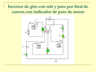 Inversor de giro con relé y paro por final de carrera con indicador de paro de motor 