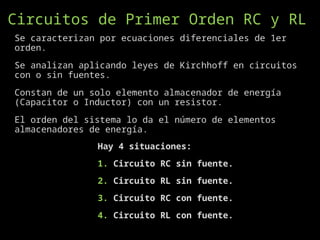 Circuitos de Primer y Segundo Orden PARA CIRCUITOS RCL | PPTX