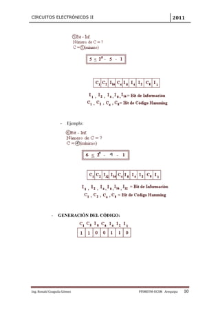 CIRCUITOS ELECTRÓNICOS II                                   2011




                   -   Ejemplo:




             -   GENERACIÓN DEL CÓDIGO:




Ing. Ronald Coaguila Gómez                PPIMEYM‐UCSM Arequipa   10
 