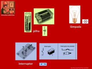 Circuitos elétricos

lâmpada
pilha

interruptor
Ana Pina e José Pina 9º ano jan/2014

 
