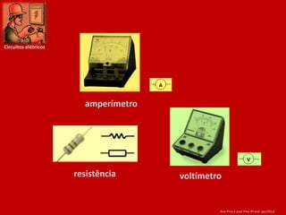 Circuitos elétricos

amperímetro

resistência

voltímetro

Ana Pina e José Pina 9º ano jan/2014

 