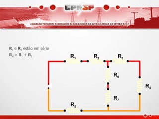 R1 e R2 estão em série
Re1= R1 + R2             R1   R2    R3


                                   R6

                                         R4

                                   R7
                         R5
 