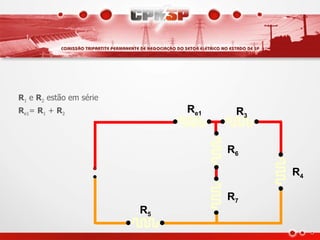 R1 e R2 estão em série
Re1= R1 + R2                  Re1    R3


                                    R6

                                          R4

                                    R7
                         R5
 