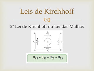 
2ª Lei de Kirchhoff ou Lei das Malhas
Leis de Kirchhoff
 