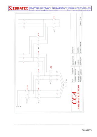 MOTOR 12 PONTA 
ELECTRA 
BRITADOR 
EQUIPAMENTO 
CLIENTE 
DESCRIÇÃO 
IC 40 K4 
IC 40 K5 
12 
11 
10 
T 
CCA 
CLEITON PROJETO 
03/12/2007 
CLEITON 
031207 
DESENHO 
NÚMERO 
DATA 
OBRA 
01 FOLHA 
MATERIAIS ELÉTRICOS 
IC 40 
9 
3 
2 
1 
75 CV 
3 ~ 
K3 IC 95 
AM3 160A 
RL1 
K1 K2 
JDA 
40-80 
IC 95 
DJ 1 
R 
S 
8 
7 
6 
5 
4 
EQ 
UIPAMENT 
ATA 
O 
D 
ENHO 
DES 
E 
CLIENT 
031207 
O 
NÚMER 
DESCRIÇÃ 
O 
C 
C 
A 
C 
LEITON 
P 
ROJETO 
03/1 
2/207 
C 
OBRA 
LEITON 
M 
OTOR 12 P 
ONTA 
ELECTR 
A 
BRI 
TADOR 
01 
FO 
LHA 
MATE 
RIAIS 
ELÉTR 
ICOSRL1 
T 
2 
10A 
1 
DJ 
S0 
S 
1 
k5 
K5 
K5 
K3 
K1 
K 
T1 
KT1 
K4 
K3 
k4 
k3 
KT1 
K5 
k1 
K5 
K4 
k2 
N 
FT1 
Página 66/76 
 