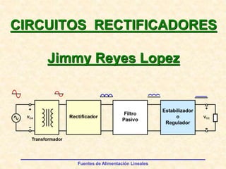 Fuentes de Alimentación Lineales
CIRCUITOS RECTIFICADORES
Jimmy Reyes Lopez
 