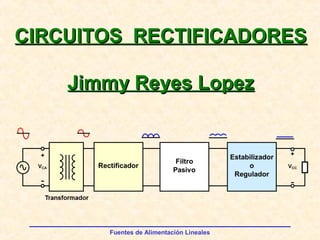 Fuentes de Alimentación Lineales
CIRCUITOS RECTIFICADORESCIRCUITOS RECTIFICADORES
Jimmy Reyes LopezJimmy Reyes Lopez
 