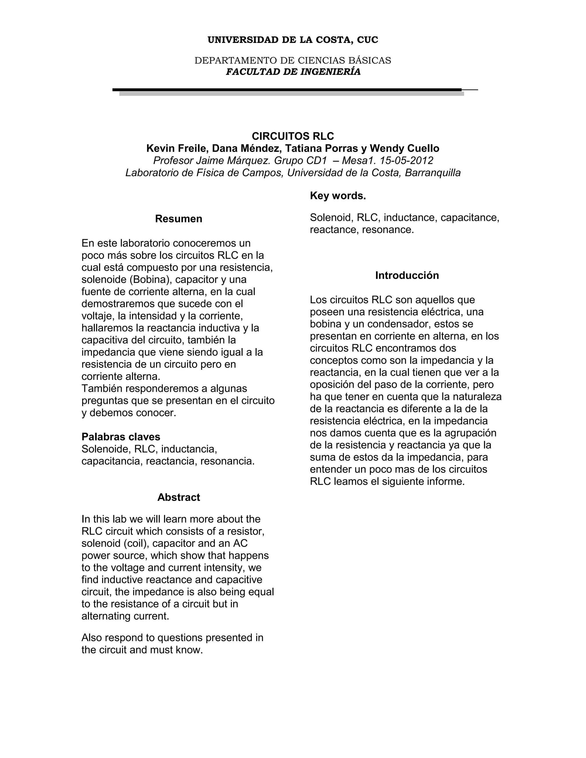 Dana Rlc Circuitos rlc | DOCX