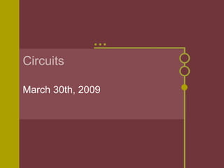 Circuits March 30th, 2009 