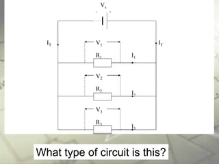 What type of circuit is this?
ITIT
Vs
I3
I2
I1
R3
+-
R2
R1
V1
V2
V3
 