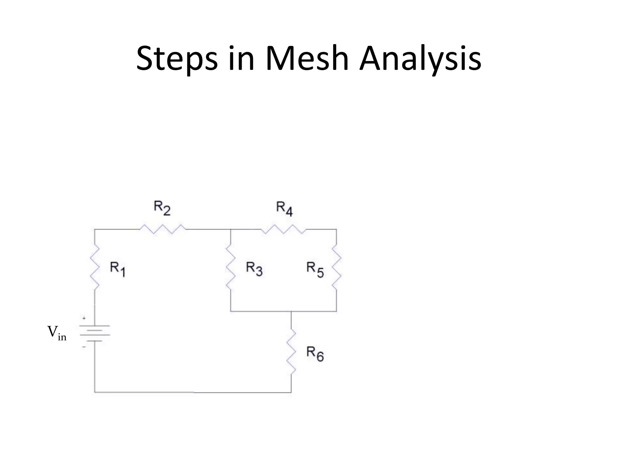 Steps in Mesh Analysis
Vin
 