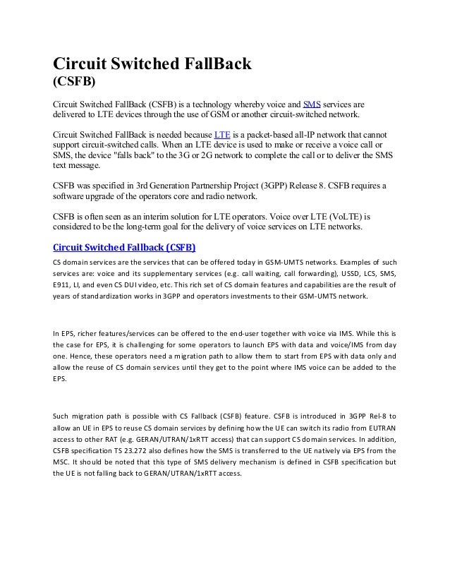 Circuit switched fall back theory good