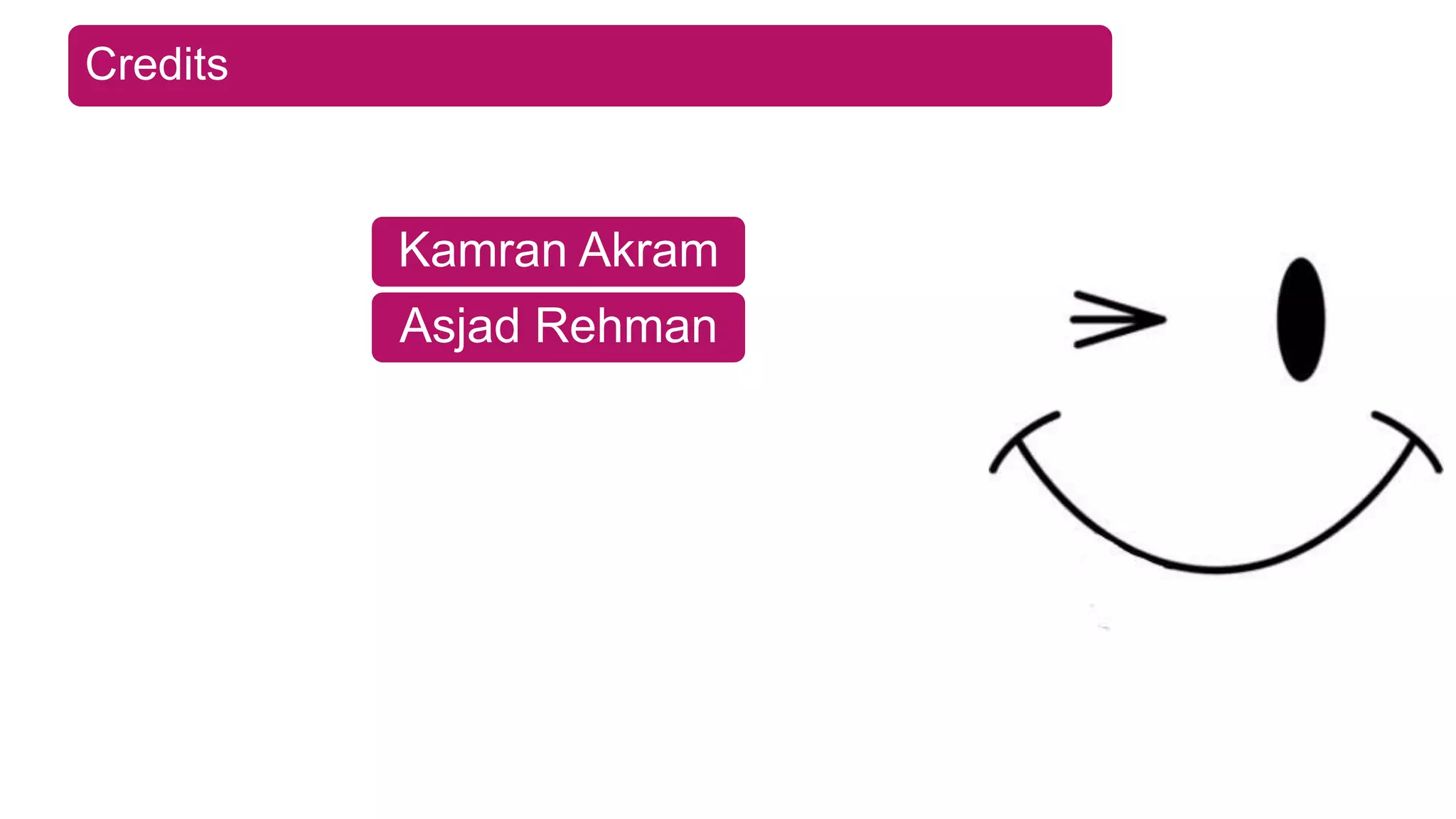 Kamran Akram
Asjad Rehman
Credits
 