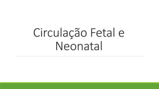 Circulação Fetal e
Neonatal
 