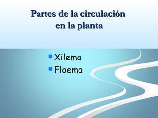 Partes de la circulación
      en la planta


     Xilema

     Floema
 