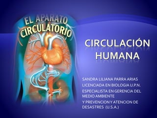 SANDRA LILIANA PARRA ARIAS
LICENCIADA EN BIOLOGIA U.P.N.
ESPECIALISTA EN GERENCIA DEL
MEDIO AMBIENTE
Y PREVENCIONY ATENCION DE
DESASTRES (U.S.A.)
 