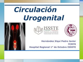 Circulación
Urogenital
Hernández Xiqui Pedro Javier
7CM70
Hospital Regional 1° de Octubre ISSSTE
 