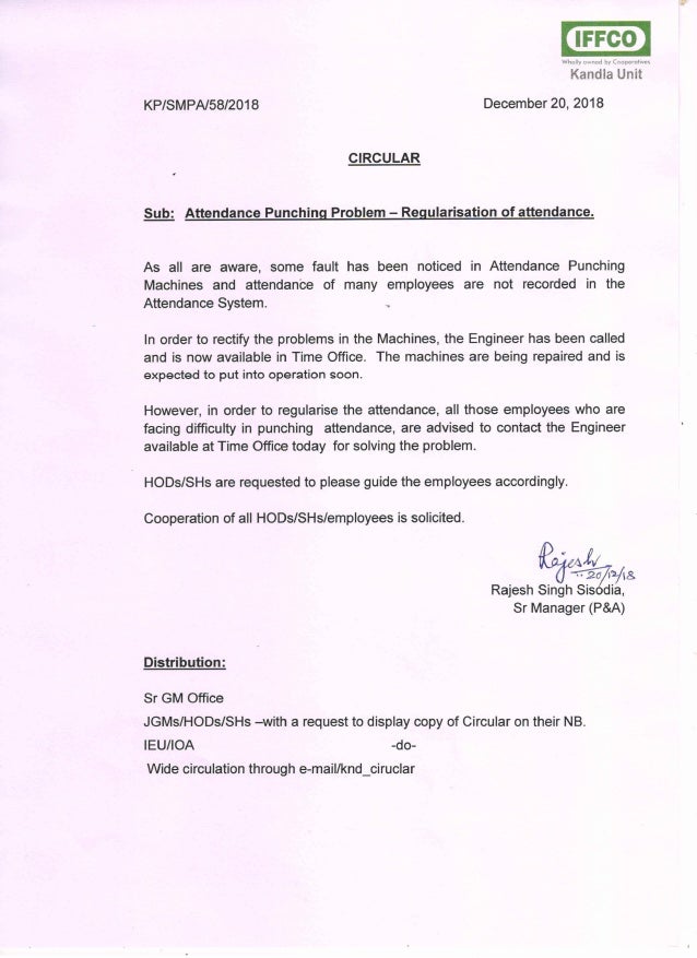Circular punching problem regularisn of attendance.