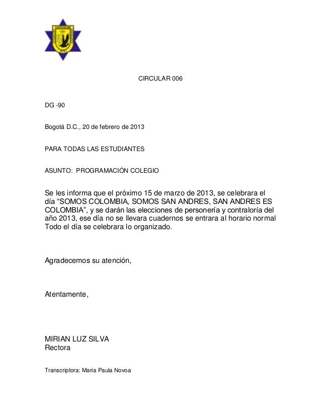 Circular COLEGIO MENORAH INTERNA
