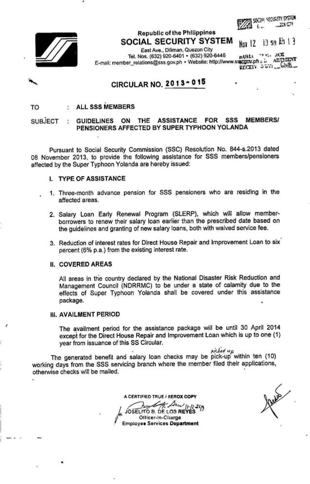 letter validation payment 015 2013 Circular SSS letter validation payment 015 2013 Circular SSS