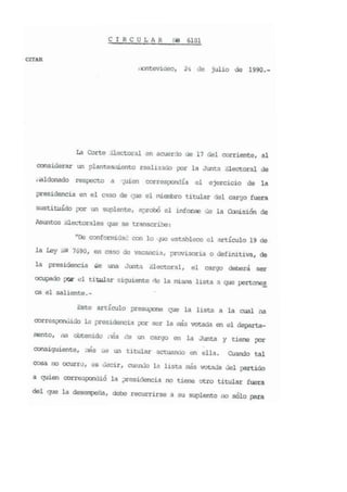 Circular 6181 (presidencia junta electoral)