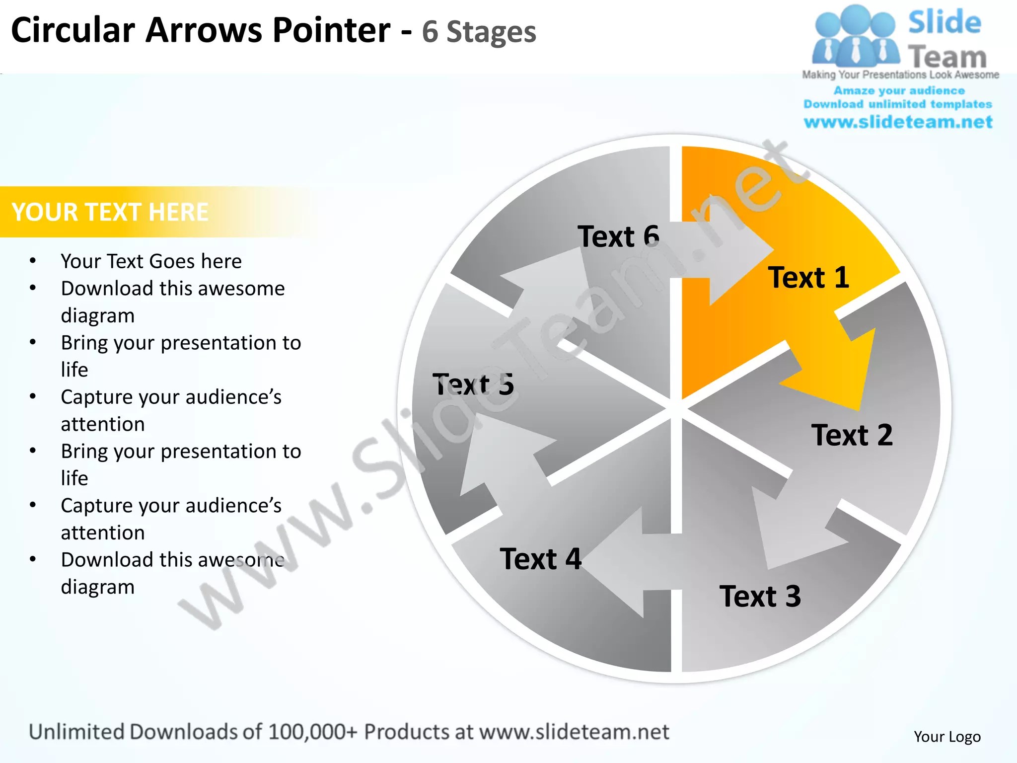 Circular arrows pointer 6 stages powerpoint templates 0712 | PDF