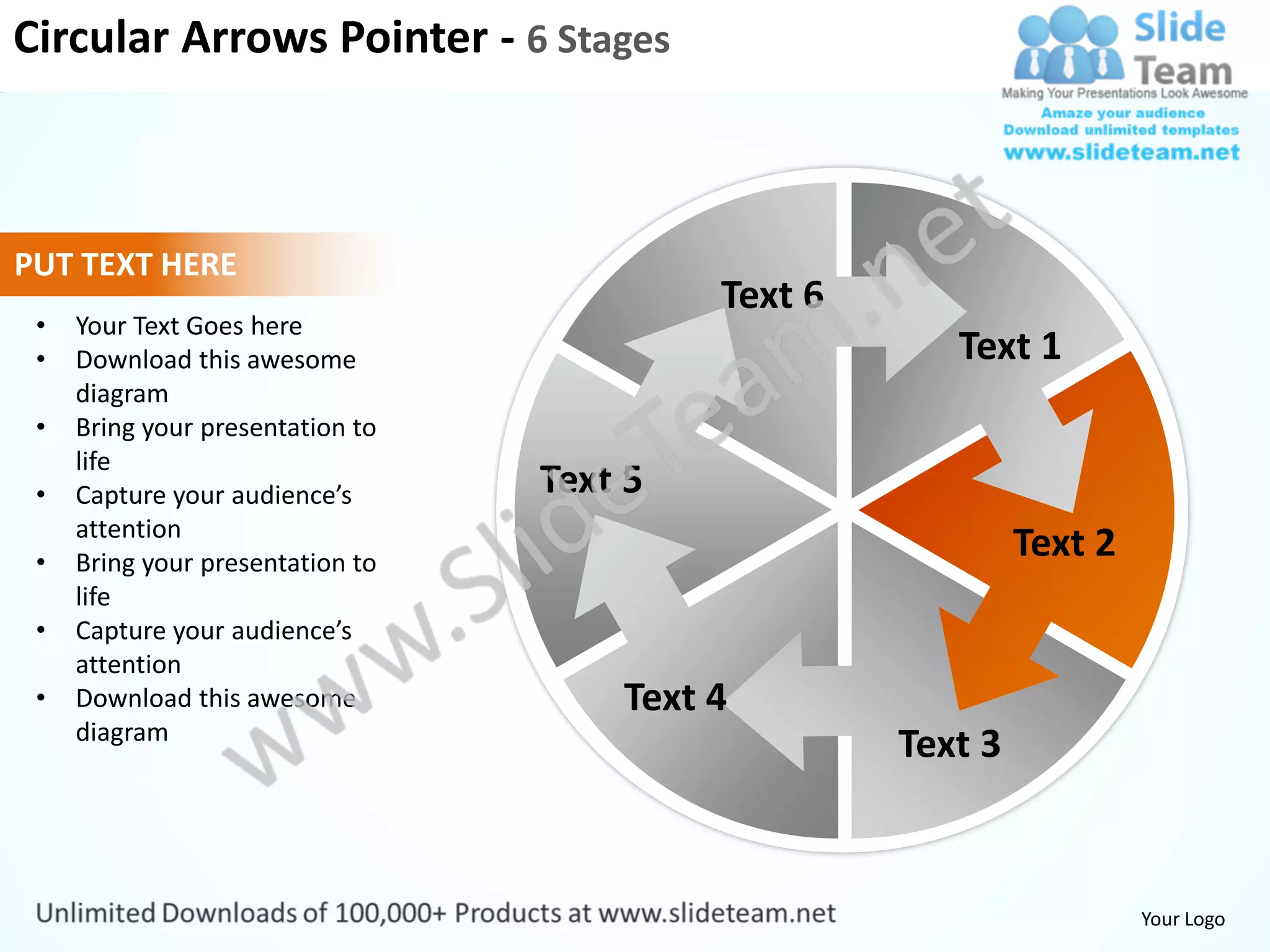 Circular arrows pointer 6 stages powerpoint templates 0712 | PDF