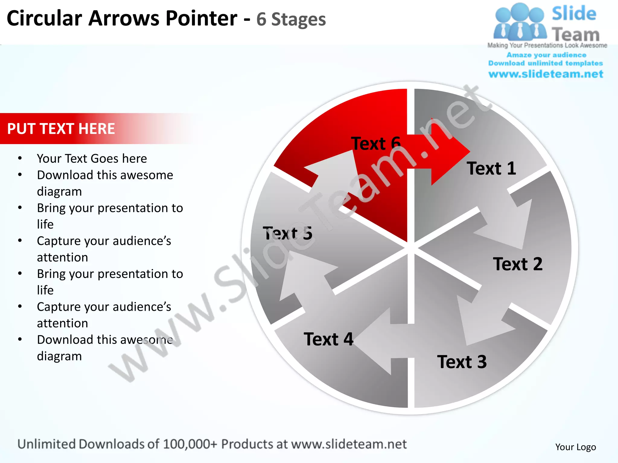 Circular arrows pointer 6 stages powerpoint templates 0712 | PDF